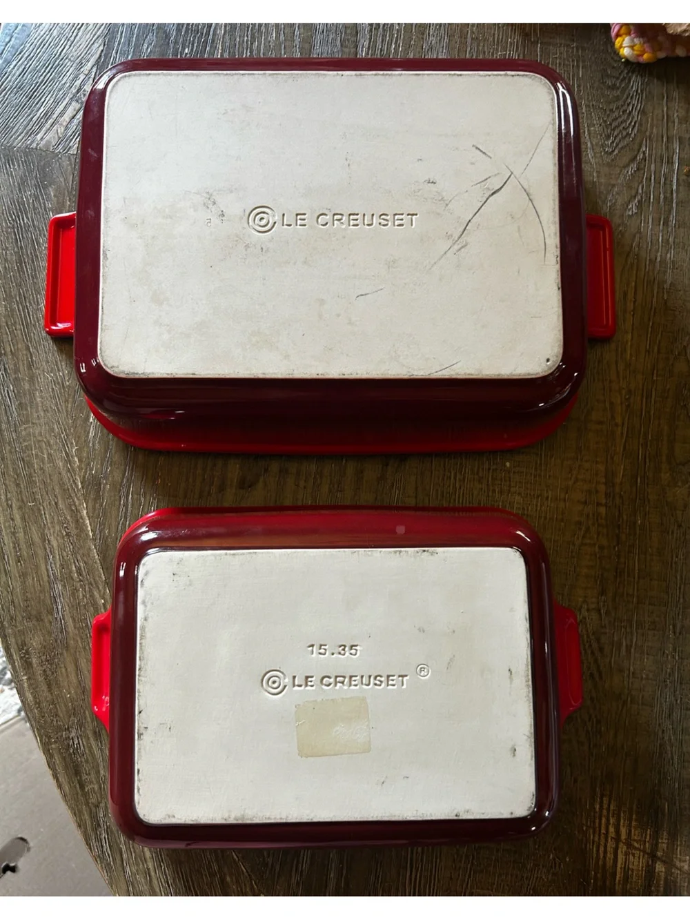 Set of two Le Creuset Red Ceramic Baking Dishes
